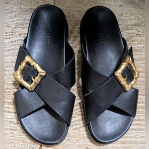 Shutz • Enola Sandals Black Gold Size 8.5
